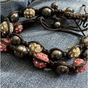 Pair of crystal Shambala style bracelets